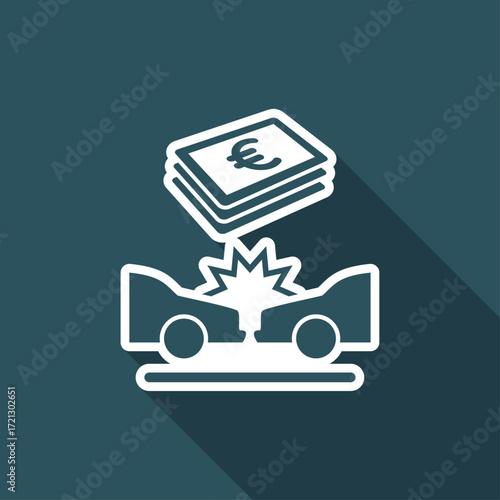 Car insurance payment - Euro - Vector web icon