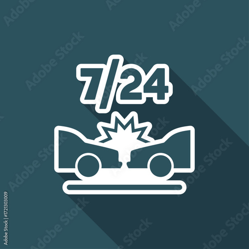 Car crash assistance 7/24 - Vector flat icon