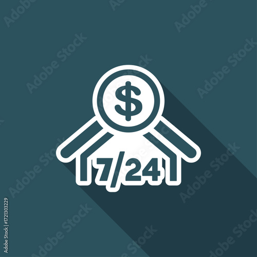 Banking services 7/24 - Vector flat icon
