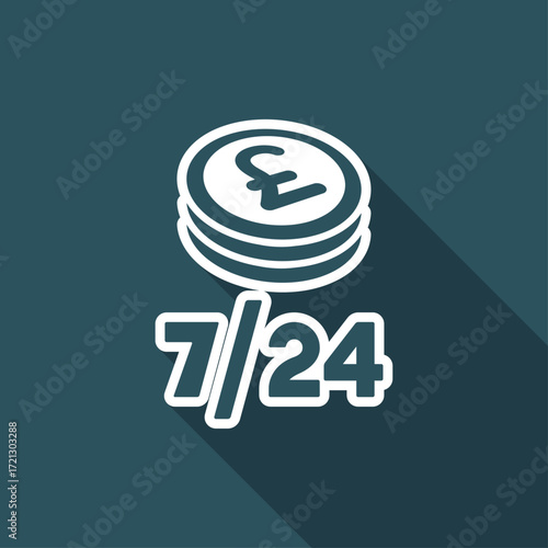Banking services 7/24 - Vector flat icon