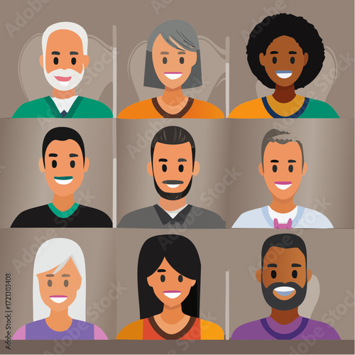 Diverse group of smiling people participating in a video conference call