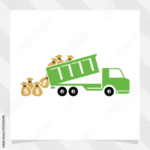 trucks carrying bags of money vector illustration