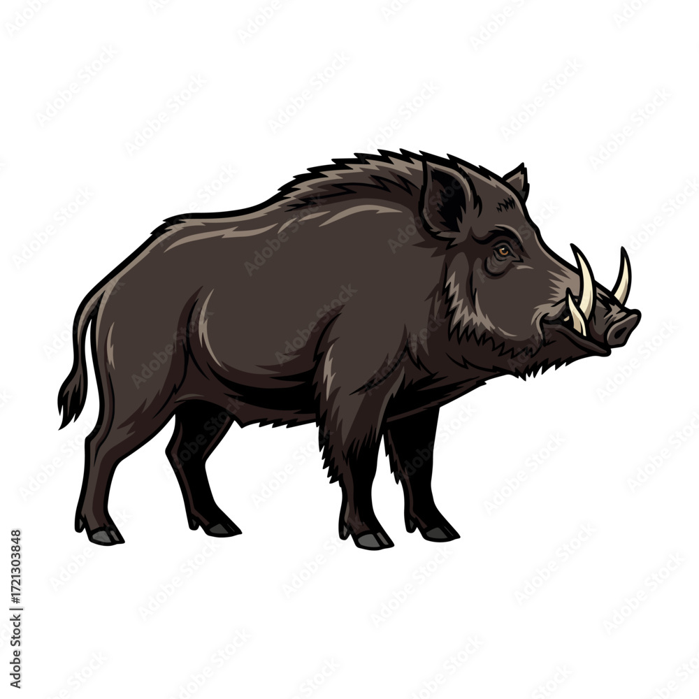 Fototapeta premium vector of a wild boar with a white background
