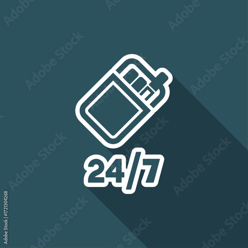 24/7 service - Cigarettes vending machine - Vector web icon