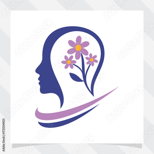 head with flower brain vector illustration