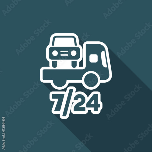 Road assistance car 7/24 - Vector web icon
