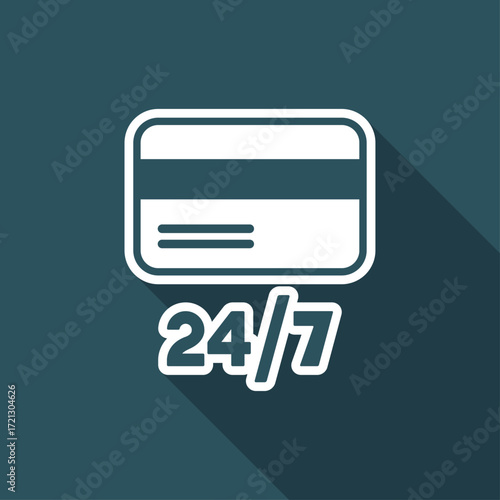 Steady credit card services 24/7 - Vector web icon