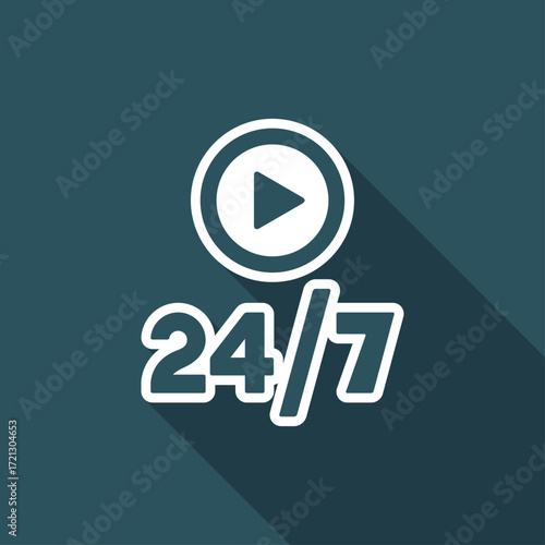Steady multimedia services 24/7 - Vector web icon