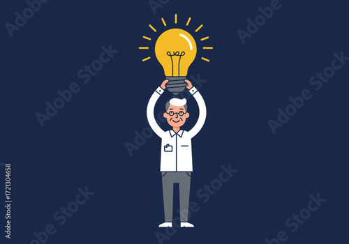 Man with Light Bulb, Idea, Innovation, Brightness