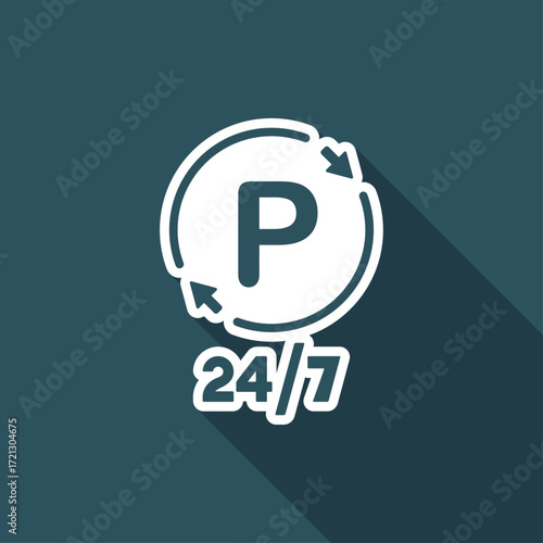 Steady parking service 24/7 - Vector web icon