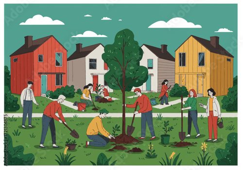 Community Planting Trees A Sustainable Neighborhood Initiative