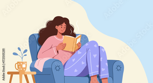 Cozy Reading Time Woman Enjoying a Book
