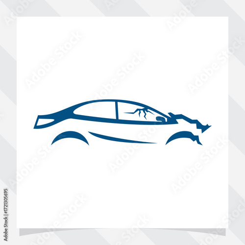 car accident illustration. vector outline image of a damaged car.