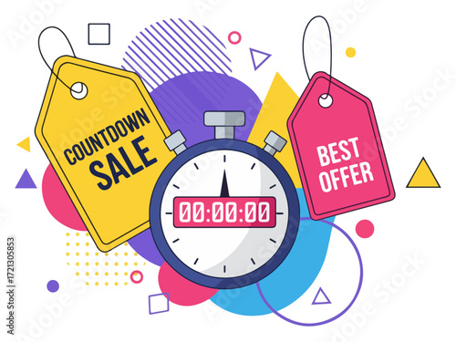 Modern vector illustration of countdown sale and offer tag