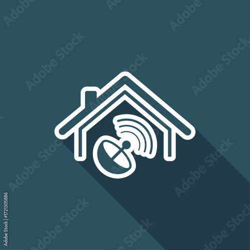 Home satellite receiver - Vector web icon