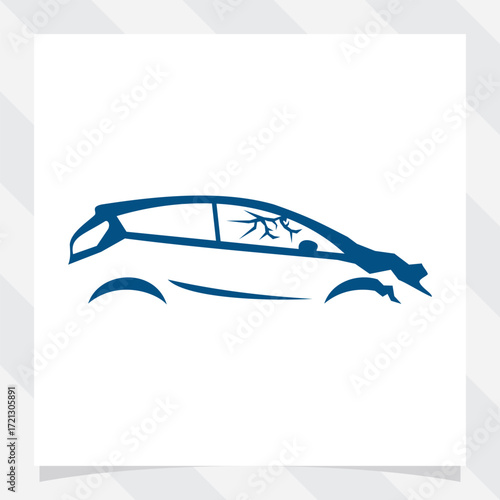 car accident illustration. vector outline image of a damaged car.