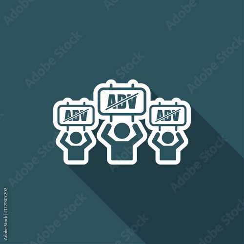 Crowd of people asking interruption of advertising - Vector web icon