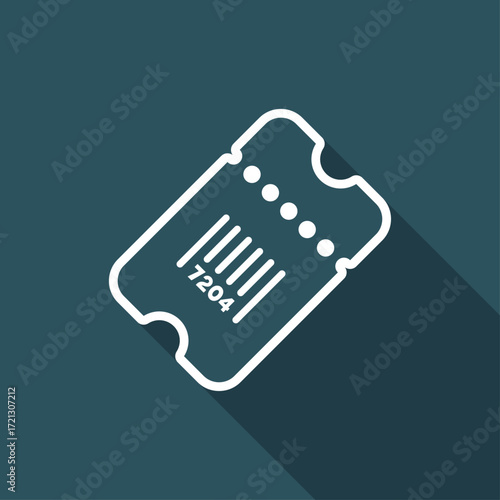 Ticket with barcode - Vector web icon