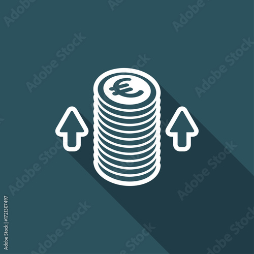 Increase earnings - Euro - Vector web icon