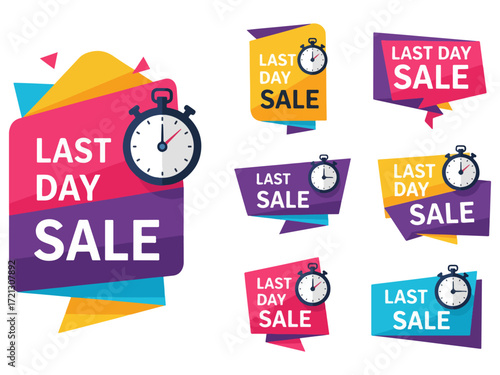 bundle Last day sale promotion label vector illustration