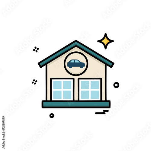 Professional outline Car Dealer Icon minimal flat design with automobile vehicle transport symbol abstract graphic vector for business trade showroom sale market rent finance warranty contract service