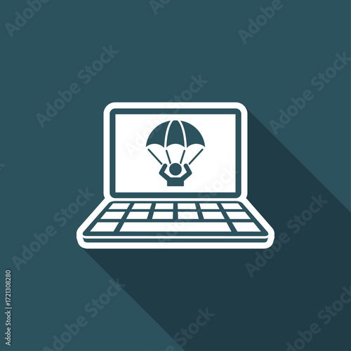 Emergency save by computer crash - Vector flat icon