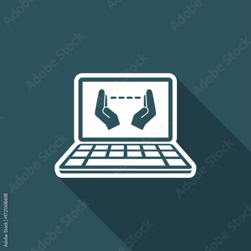 Hand gesturing for computer measures - Vector flat icon