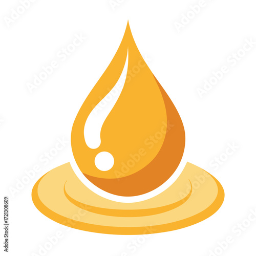 Golden Oil Drop on White Background liquid yellow