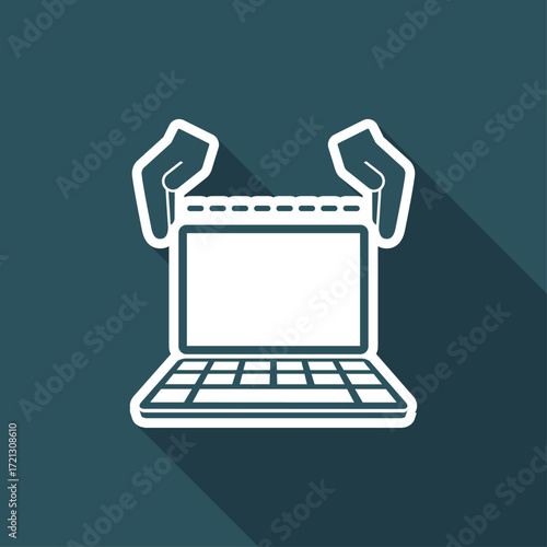 Hand gesturing for computer measures - Vector flat icon