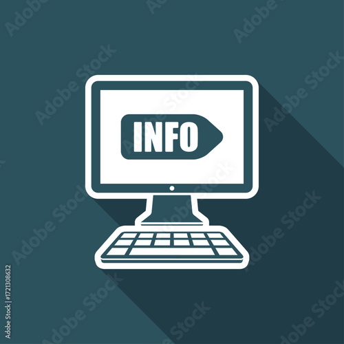 Info signboard on computer website - Vector flat icon
