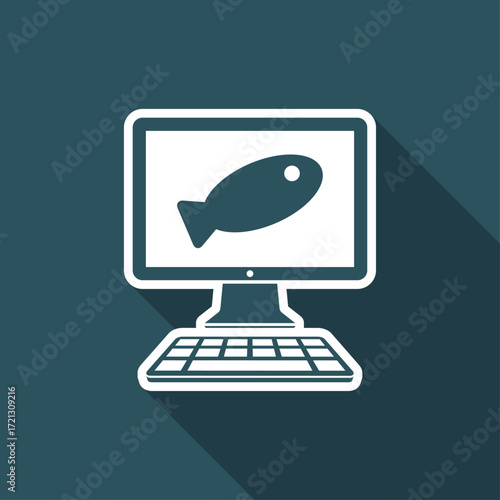 Online food shop - Fish - Vector flat icon