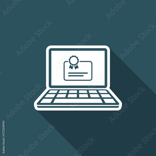 Computer web certificate - Vector flat icon