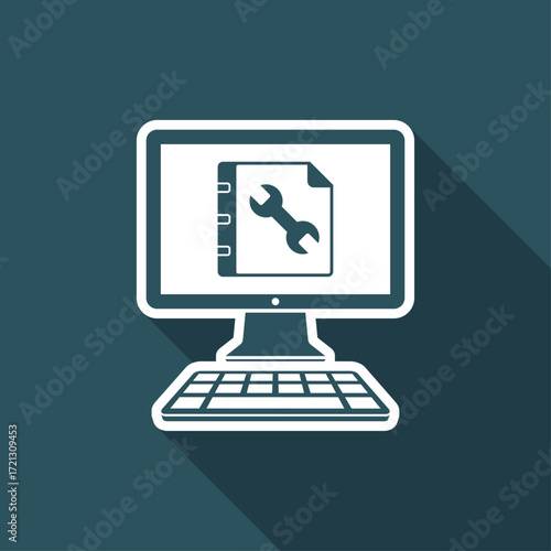 Assistance guide online - Vector flat icon