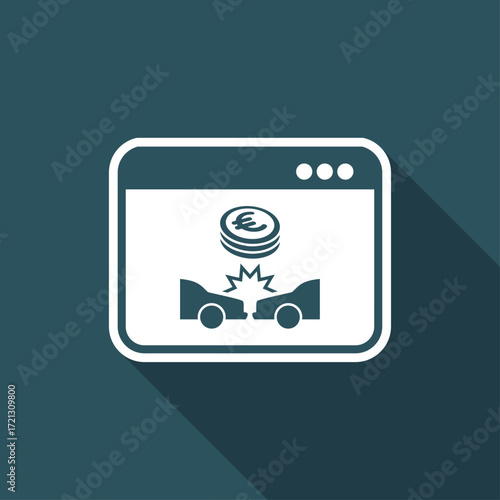 Online insurance car payment - Euro - Vector flat icon