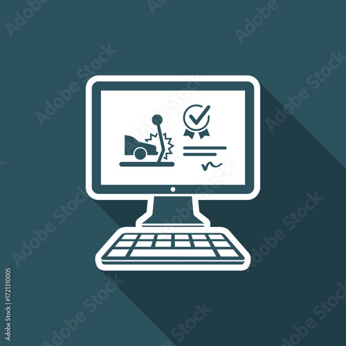 Online insurance assistance for car crash - Vector flat icon