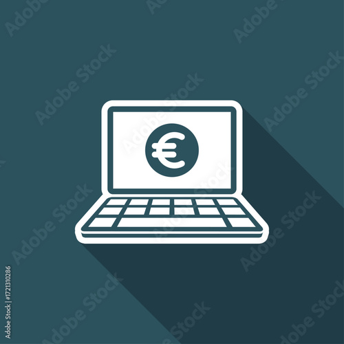 Euro - Smart online banking services - Vector flat icon