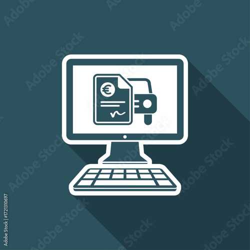 Automotive online quote - Euro - Vector flat icon