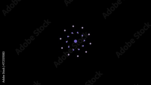 A pulsating and spinning vortex of small blue and yellow particles on a dark background.