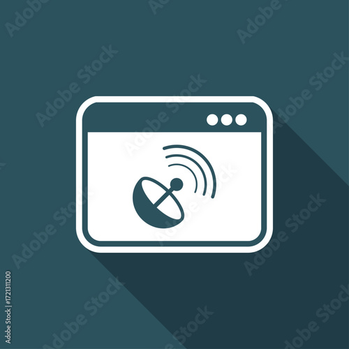 Computer and antenna connection - Vector flat icon