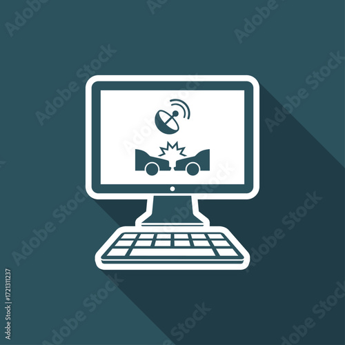 Satellite insurance application - Vector flat icon