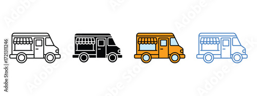 Food truck icon vector. catering promotions, offering a modern and playful touch to food service visuals symbol. vector illustration.
