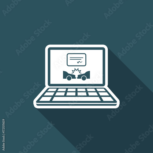 Online document for car crash - Vector flat icon
