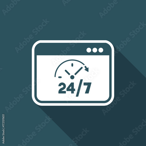 Full time 24/7 web services - Vector flat icon