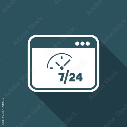 Daily full time computer service - Vector flat icon