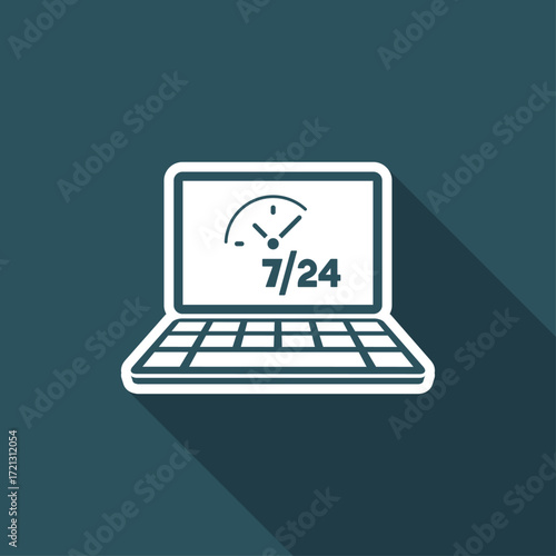Daily full time computer service - Vector flat icon