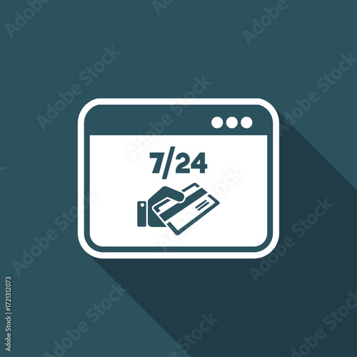 Credit card payment online 7/24 - Vector flat icon