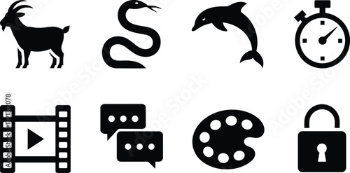 Animal and symbolic graphic icons vector illustration for web design