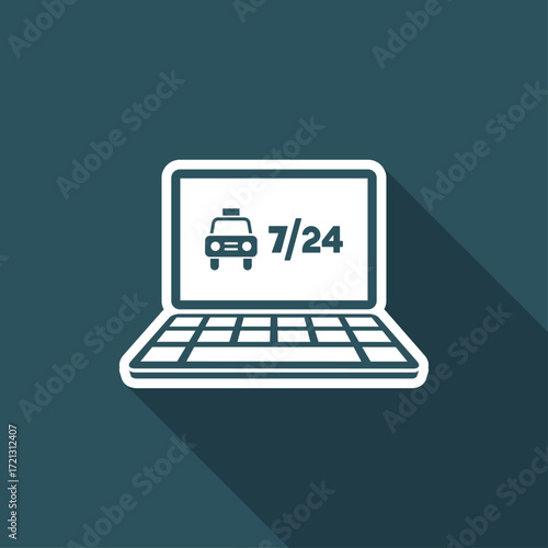 Web taxi service - 7/24 - Vector flat icon