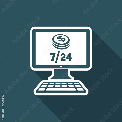 Dollar - Daily banking service 7/24 - Vector flat icon