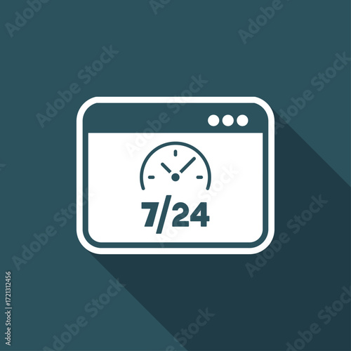 Full time 7/24 web services - Vector flat icon